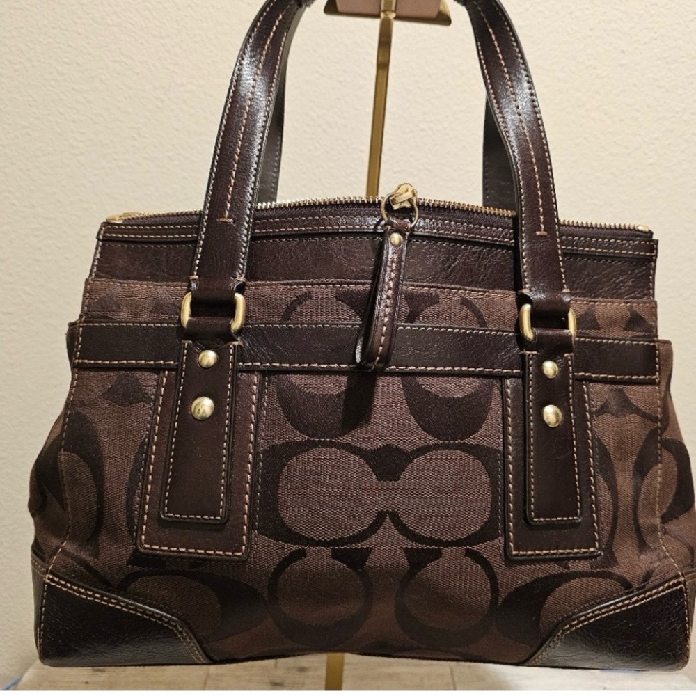 Coach Hampton Brown Signature Handbag - Picture 2 of 13